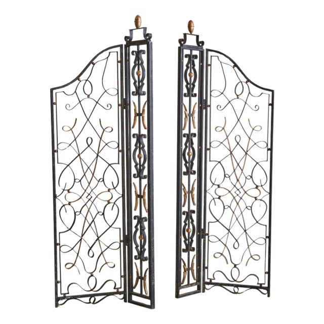 Pair of French Art Deco Wrought Iron Screens or Room Dividers For Sale