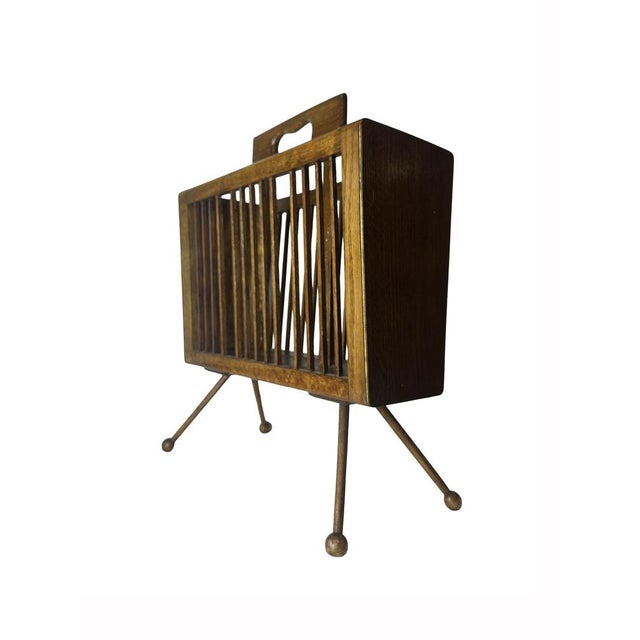 Wood Mid-Century Magazine Rack in White Oak and Mahogany Stain, 1950s For Sale - Image 7 of 13