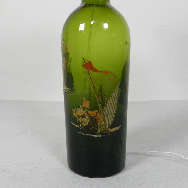 Wine Bottle Table Lamp with Fabric Shade, 1970s For Sale - Image 12 of 17