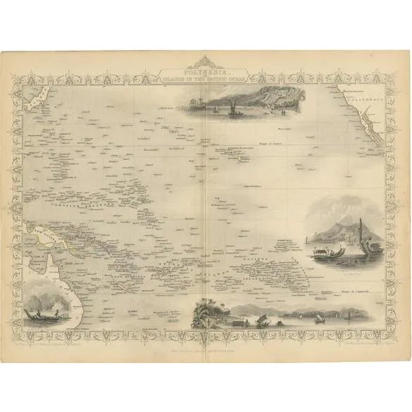 Map of Polynesia, 1851 For Sale