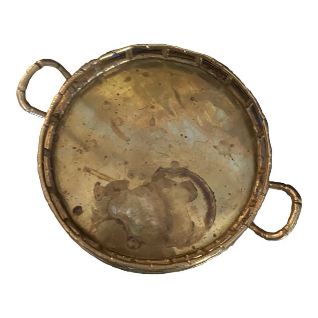 1970s Brass Decorative Tray For Sale