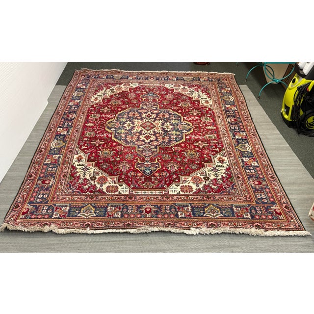 6ft 7in × 9ft 6in Persian Tabriz Area Rug, Vintage For Sale - Image 10 of 12