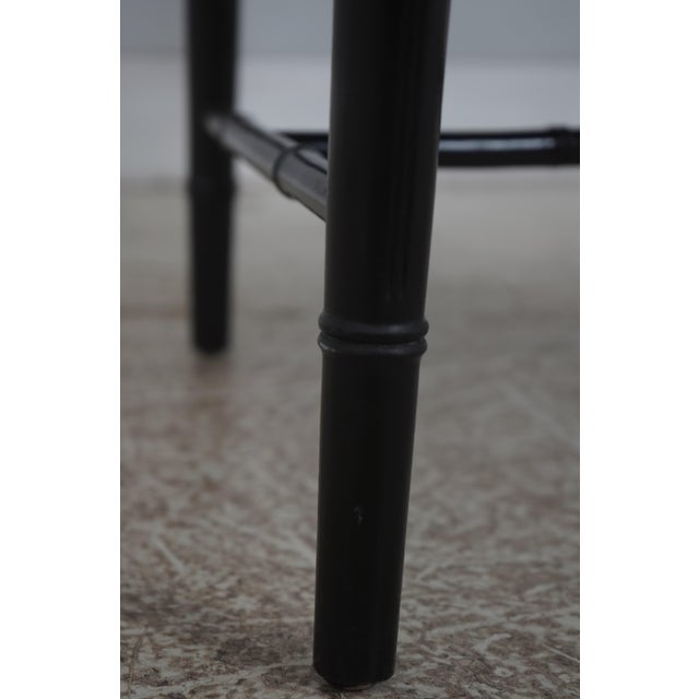 Pair of Ebonized Chinese Chippendale Faux Bamboo Dining Arm Chairs For Sale - Image 17 of 18