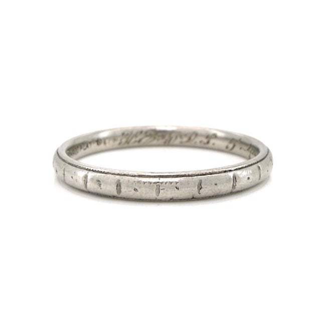 Art Deco Antique Platinum Wedding Band, Stacking Ring, Size 7.75 For Sale - Image 4 of 14