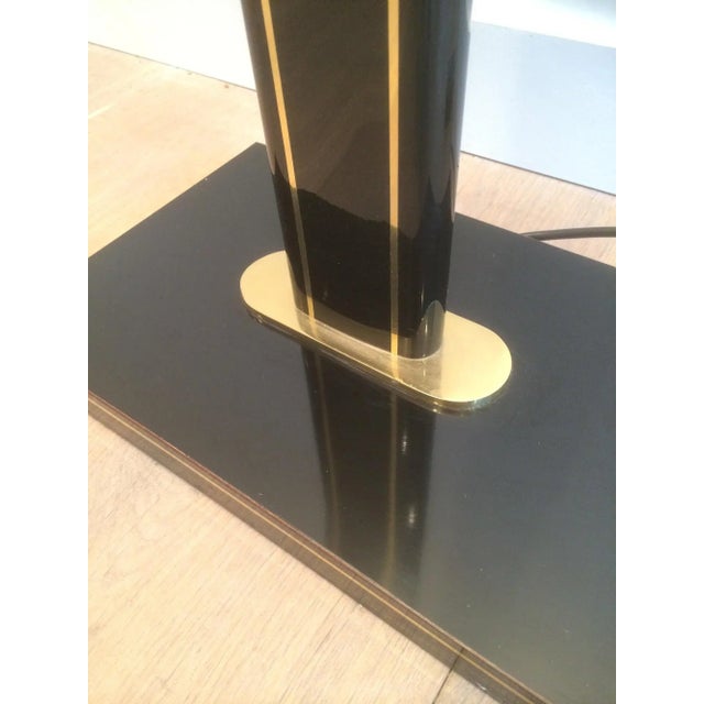 Circa 1970 French Black Lacquered and Brass Floor Lamp For Sale - Image 10 of 13