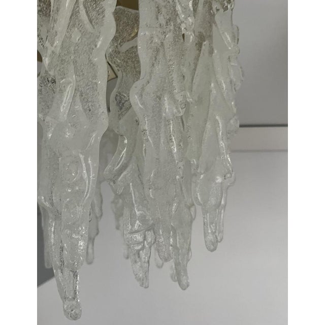 Gold Mid-Century Italian Clear Murano Leaf Flushmount, 1970s For Sale - Image 8 of 17