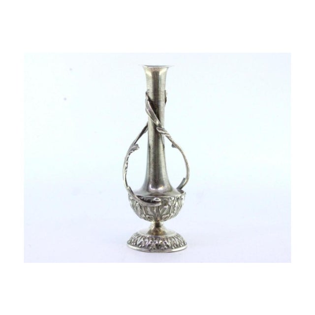 Small Silver Vase with Raised Applications For Sale - Image 4 of 9