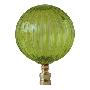 Ribbed Handblown Glass Lamp Finial - Chartreuse