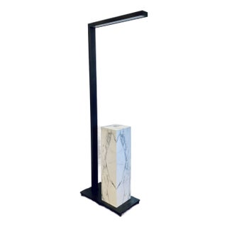 Revelation Modern Carrara Marble Illume Drinks Table/Floor Lamp For Sale