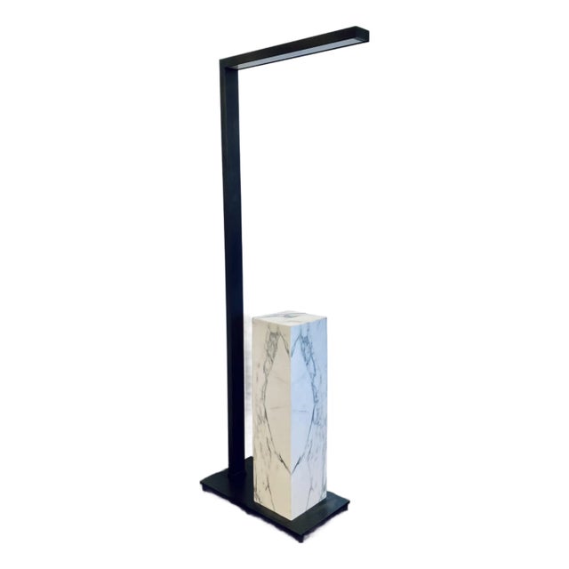 Revelation Modern Carrara Marble Illume Drinks Table/Floor Lamp For Sale