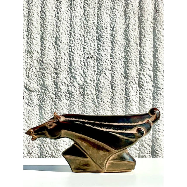 Midcentury Art Deco Style Glazed Ceramic Horse Lamp For Sale In West Palm - Image 6 of 12