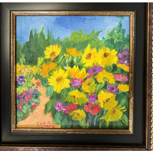 Lovely signed original acrylic painting on canvas. It is beautifully rendered in short quick brushstrokes with bright...