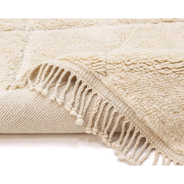 Contemporary Asymmetric Cross Tone-on-Tone Hand-Knotted Wool Rug | 12'11" X 10'0" | One of a Kind For Sale - Image 3 of 8