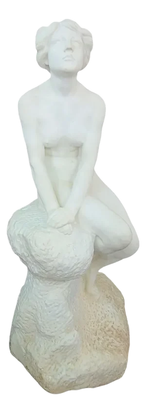 Large Sculpture of Bather on a Rock, Late 19th Century, Marble