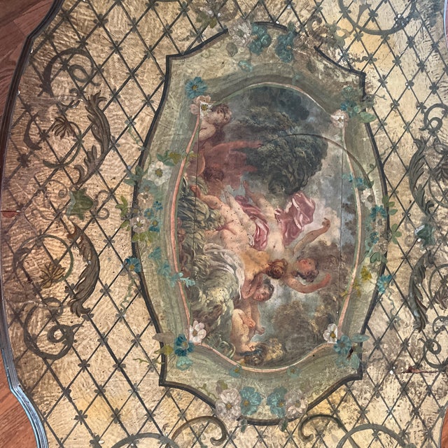 Wood Handpainted and Decoupage Accent Table For Sale - Image 7 of 11