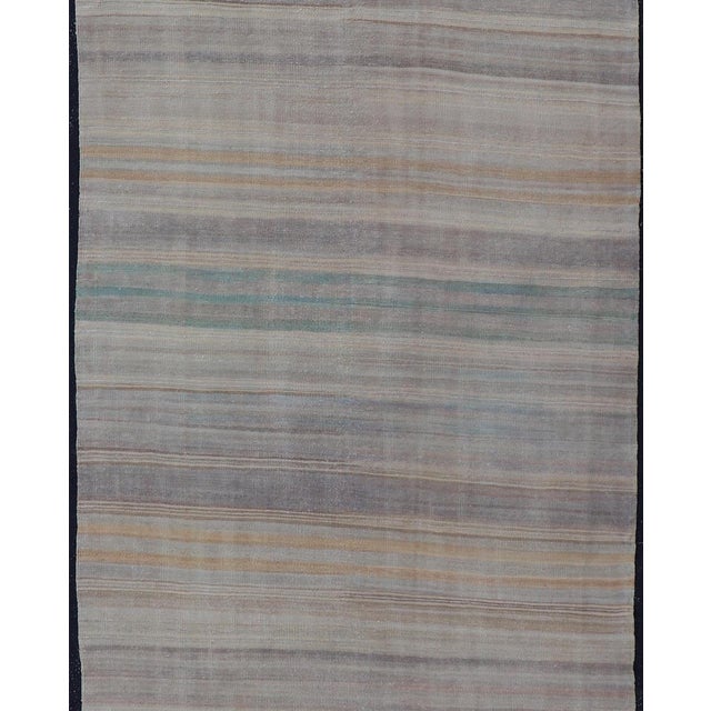 Tan Vintage Turkish Kilim Gallery Runner in Soft Muted Tones 5'5"x12'5" For Sale - Image 8 of 10