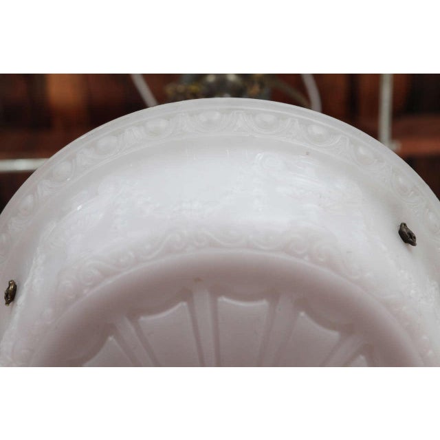 Late 19th Century White Glass Victorian Pendant Light with a Brass Frame and Canopy For Sale - Image 9 of 10