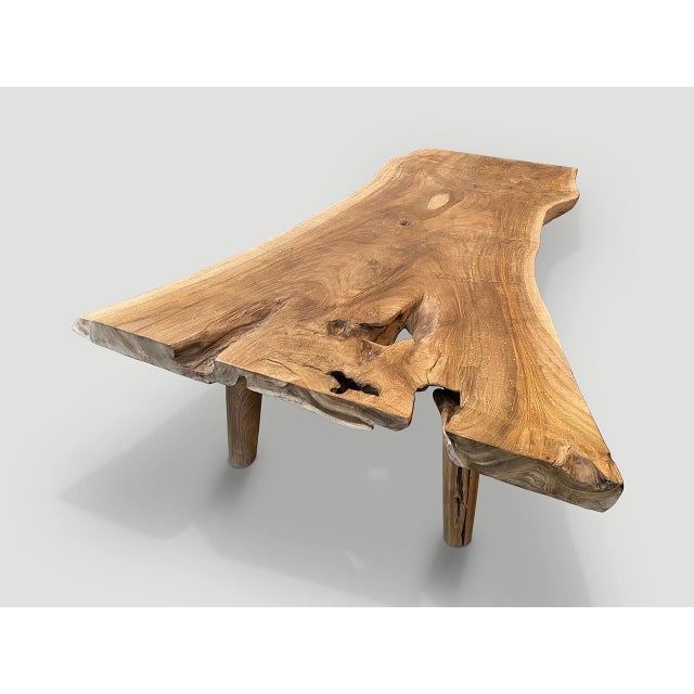 Andrianna Shamaris Live Edge Teak Wood Coffee Table For Sale - Image 13 of 18