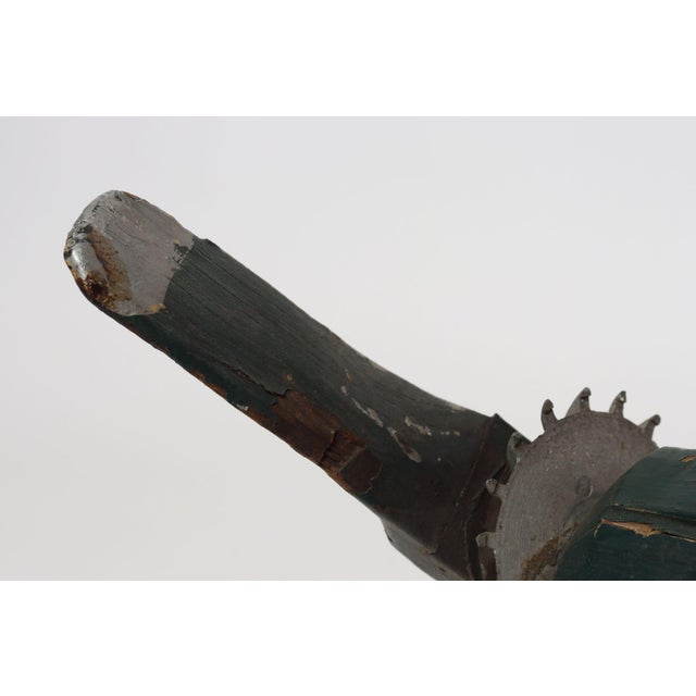 Early 20th Century Vintage Folk Art Hand-Carved and Painted Wooden Airplane For Sale - Image 15 of 18