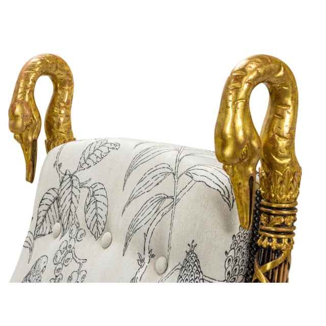 19th Century Huge Palace Throne Arm Chair W Carved Swan Head Finials on Block & Ball Arm Rests & Leg For Sale - Image 5 of 6