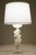 Neoclassical 1930s Neoclassical Floral Column Carved Alabaster Marble Brass Table Lamp For Sale - Image 3 of 10