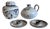 Studio Ceramics Set of Lidded Box, Handled Vase and Two Candlesticks by Serocka, Germany, 1970s, Set of 4 For Sale