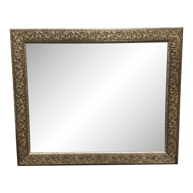 Ornate Floral Framed Wall Mirror, Vintage For Sale