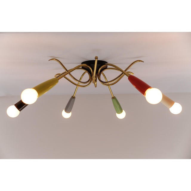 Mid-Century Modern Brass 6-Armed Sputnik Lamp, 1950s For Sale - Image 12 of 18