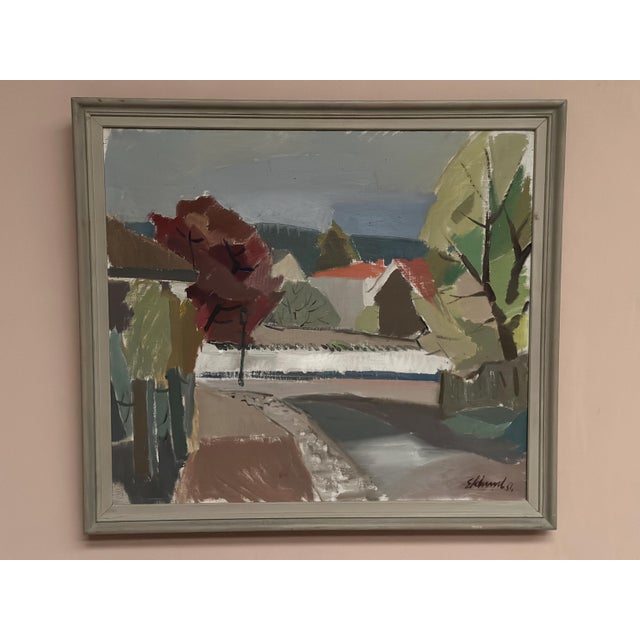 Original Swedish Oil on Canvas – “Landscape” by Bengt Eklund (1916–1989) – Signed & Dated 1951 – Vintage & Framed – 75 ×...