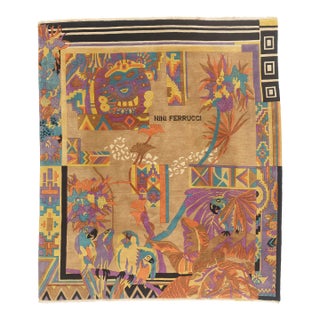 Vintage Pictorial Tibetan Rug, 08'06 X 09'09 For Sale