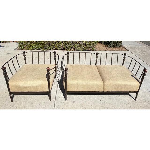 Tan Vintage Michael Taylor Montecito Style Lounge Chair & Loveseat Set For Sale - Image 8 of 18