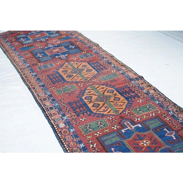 Antique Heriz Runner 3'4'' x 14'4'' For Sale - Image 9 of 11