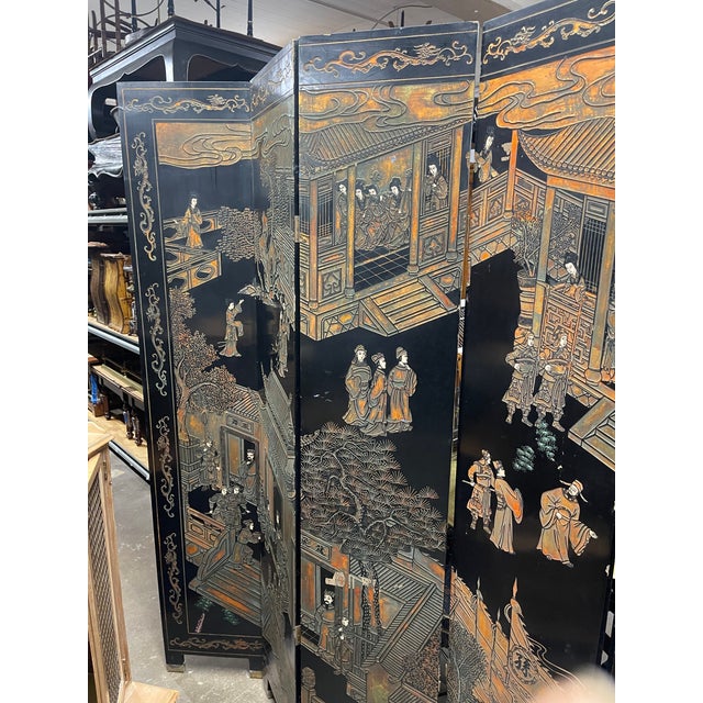 Vintage Six-Paneled Double-Sided Japanese Room Divider Screen For Sale - Image 14 of 18
