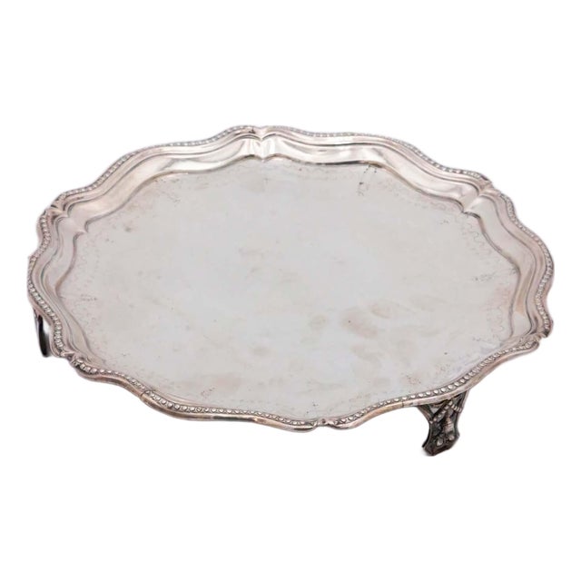 Embossed Silver Ticket Tray For Sale