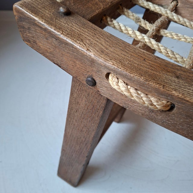 1950s Vintage Galleon Stool with Rope Seat, 1950s For Sale - Image 5 of 7