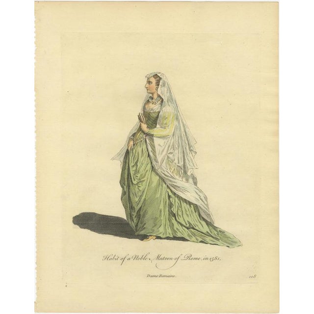 European School, Roman Noblewomen Costume, 1749, Paper Engravings For Sale - Image 4 of 9