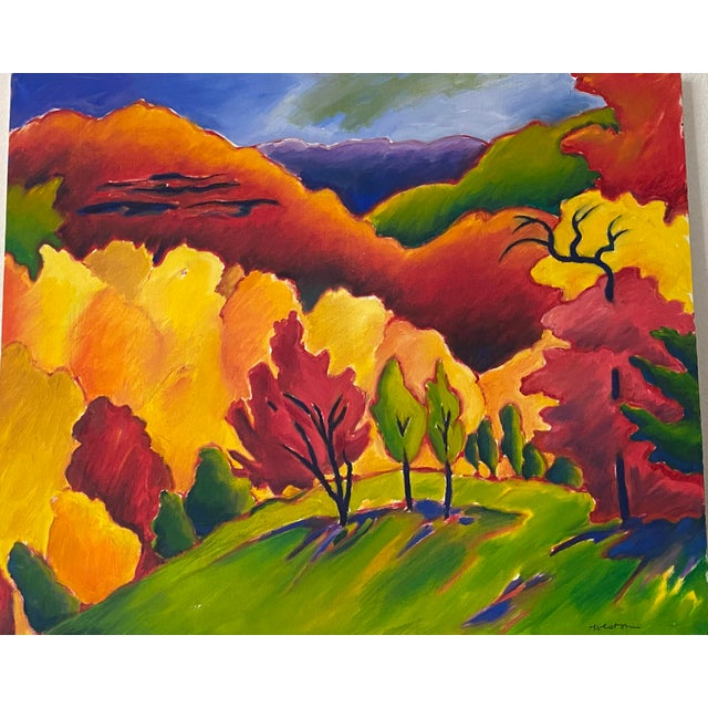 Orange 1960s Cool Pop Art Hot Colors! Sweeping Panorama Signed by Weston For Sale - Image 8 of 8