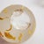 A beautiful signed Mid-Century Modern art glass paperweight, featuring a frosted crystal orb with embedded gold fish and...