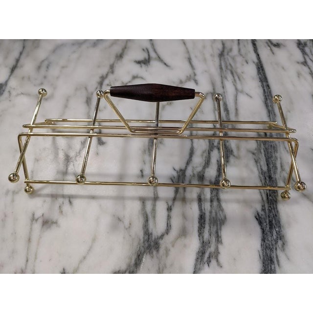 1950s Mid-Century Emerald & Gold Tumbler Glasses With Carrier- 9 Pieces For Sale - Image 5 of 8