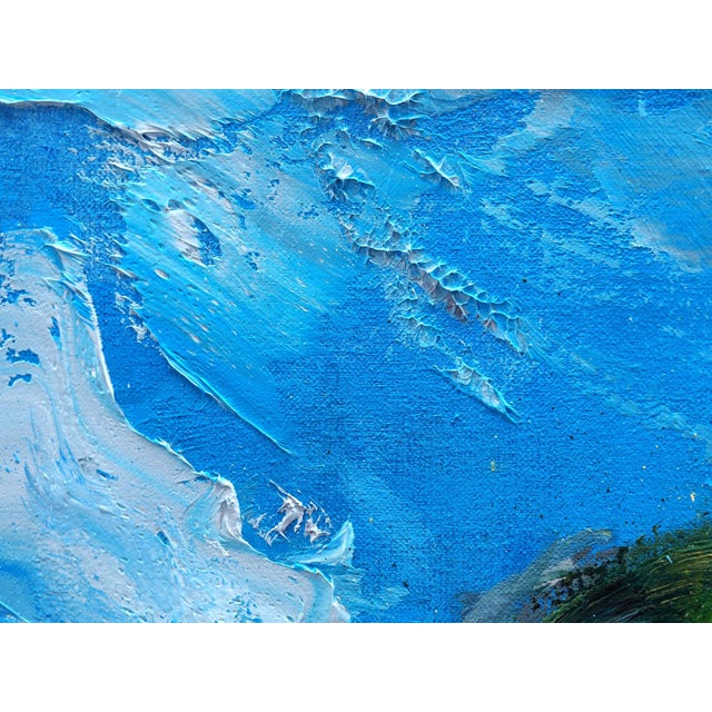 Uniqueness Is a Solo Trip by Andreas Claussen | Oil on canvas Astronaut holding a unicorn float in water For Sale - Image 4 of 5