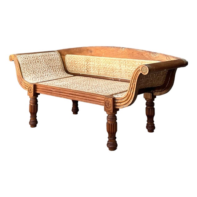Vintage Anglo Indian Cane Settee For Sale