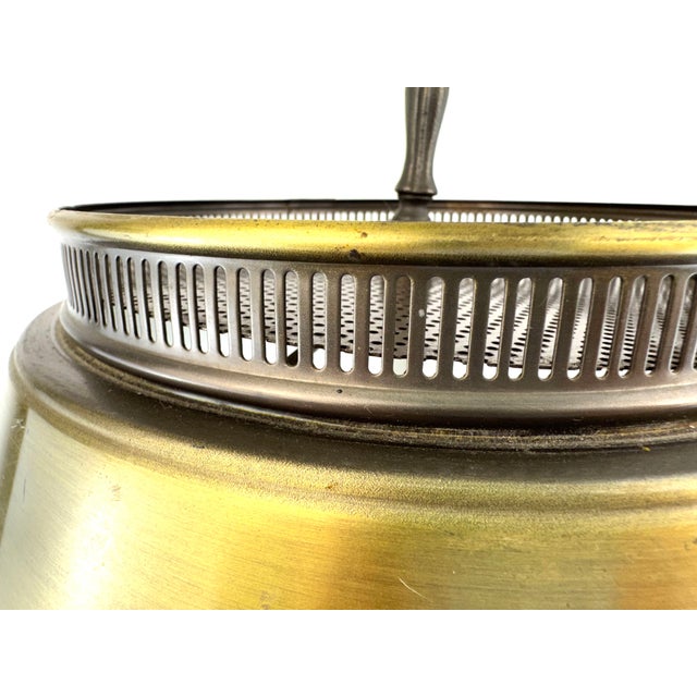 1960s Vintage Traditional Brass Library Table Lamp With Pierced Gallery Shade For Sale - Image 5 of 10
