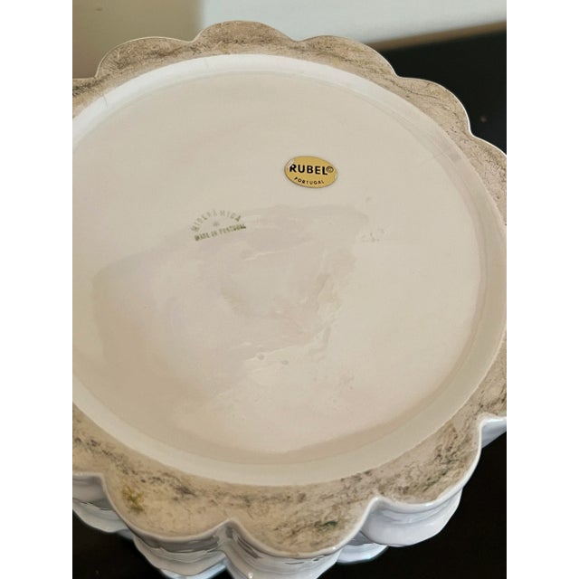 Vintage White Ceramic Planter Made in Portugal in a Bamboo stalk design.