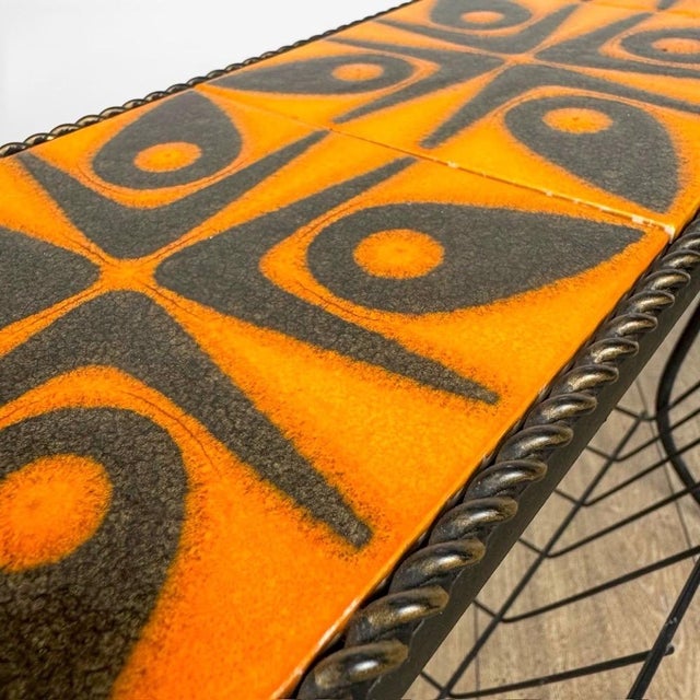 1970s Vintage Magazine Rack in Orange Ceramic and Metal, 1970s For Sale - Image 5 of 7