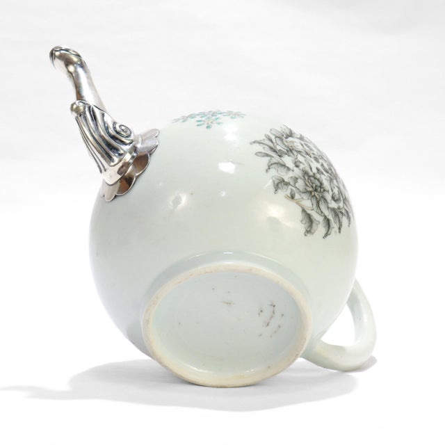 Antique 18th Century Chinese Export Porcelain Teapot With Silver Spout For Sale - Image 12 of 18