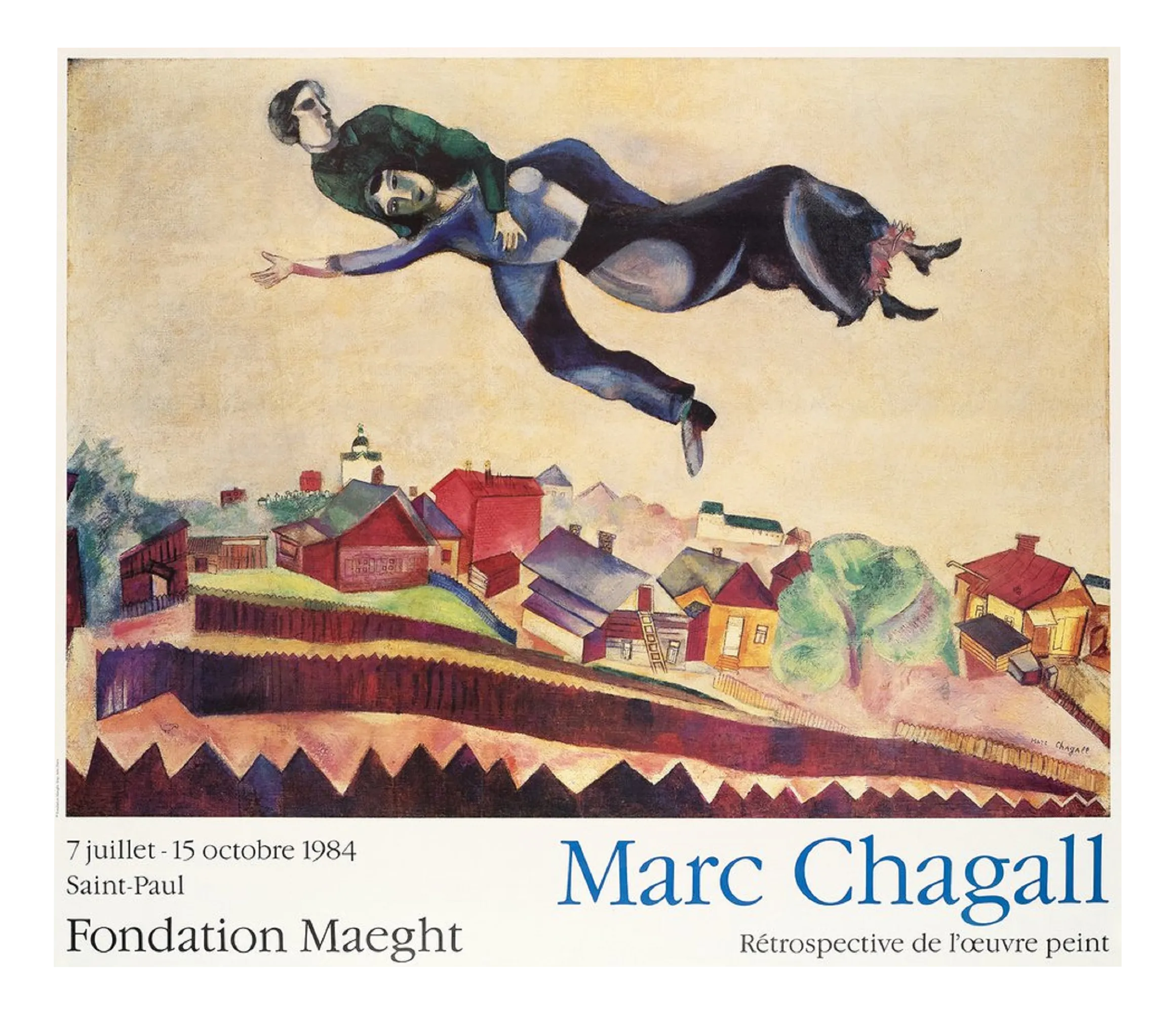 Marc Chagall, Couple Above the City Poster, 1989, Screen Print