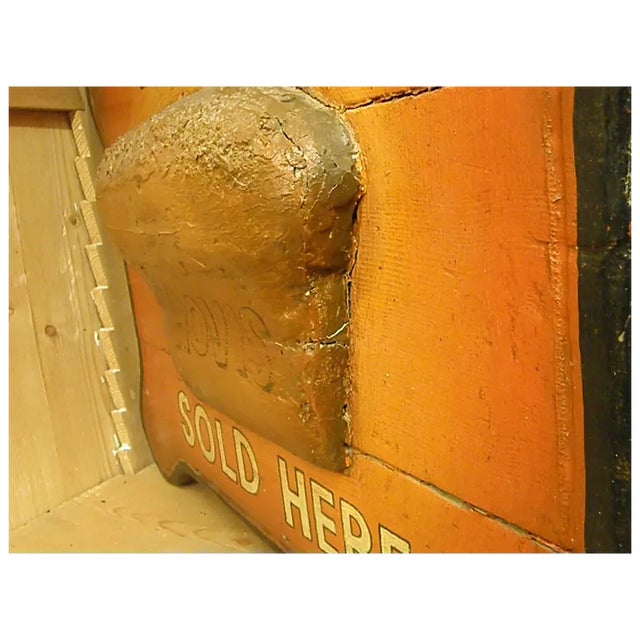 Burnt Orange Antique Wooden Hand Painted Hovis Sign with Heel of Bread in Relief For Sale - Image 8 of 18