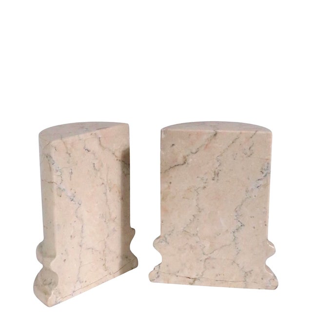 Pair of classic style half column marble bookends, in excellent original, clean and ready to use condition. Made in...
