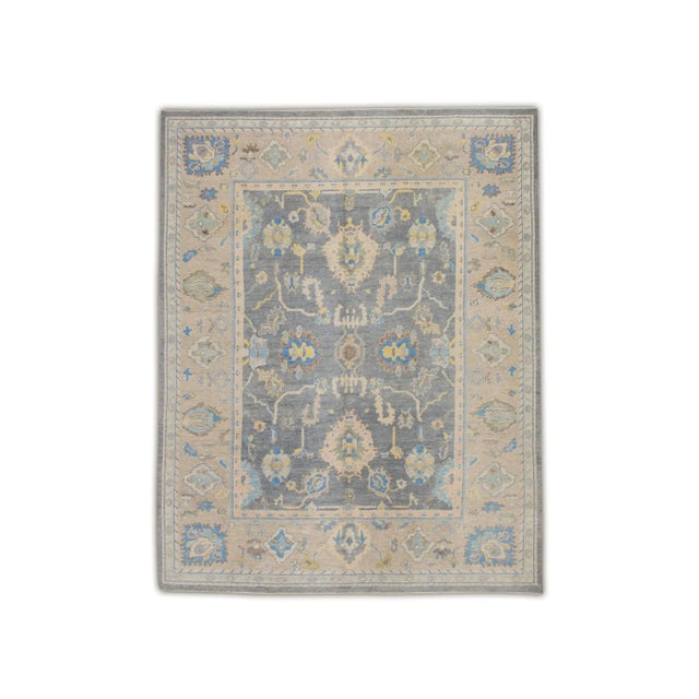 Textile Gray Multicolor Handwoven Turkish Oushak Rug 7'11" X 9'11" For Sale - Image 7 of 7
