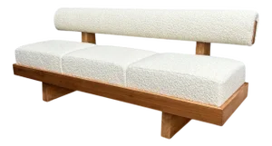 Scandinavian Sofa in White Bouclé and Light Wood, 2000s